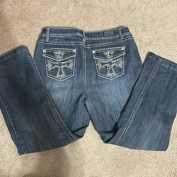 Earl Jeans Denim - Earl Jeans bootcut denim jeans crosses and rhinestones 65 percent cotton size 12